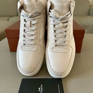 NWB COACH G1561 Mens C210 High Top Sneakers Chalk MSRP $275 US8/9/9.5